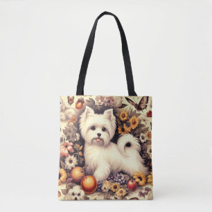 Vintage Cute Maltese Tygkasse
