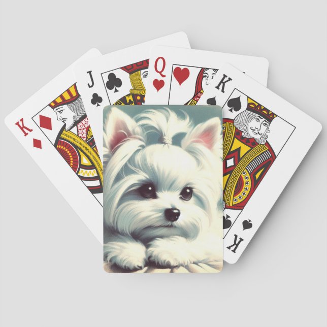 Vintage Cute Maltesisk målning Casinokort (Baksidan)