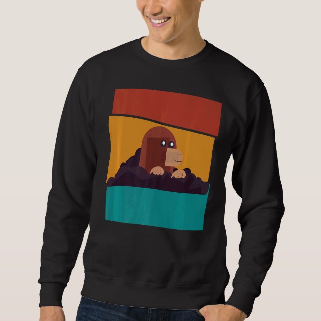Vintage Cute Mole Lång Ärmad Tröja (Framsida)