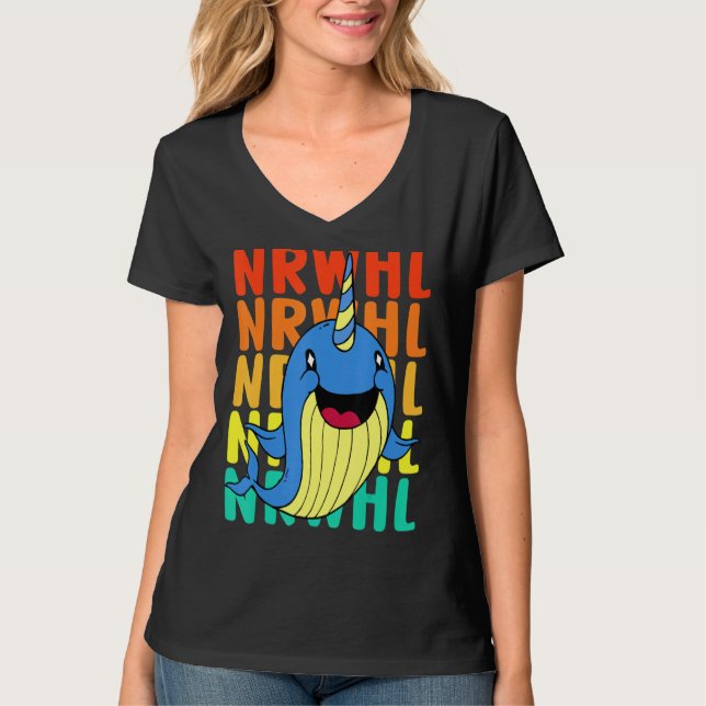 Vintage Cute Narwhal T Shirt (Framsida)