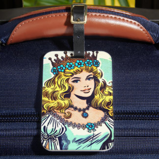 Vintage Cute Princess Tecknads Bagagebricka