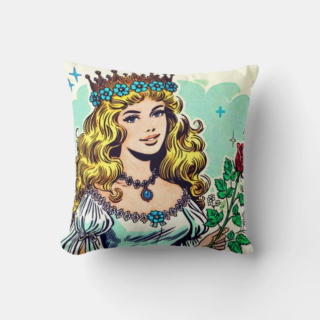 Vintage Cute Princess Tecknads Kudde (Framsida)