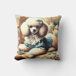 Vintage Cute Pudel, målning Kudde