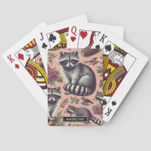 Vintage Cute Racoon Casinokort
