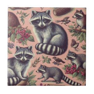Vintage Cute Racoon Kakelplatta