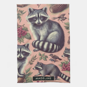 Vintage Cute Racoon Kökshandduk