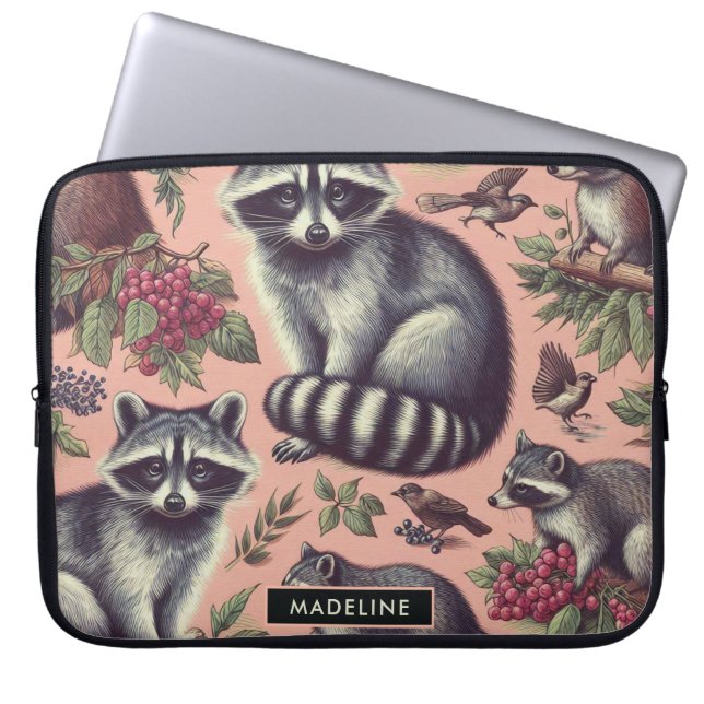Vintage Cute Racoon Laptop Fodral (Framsidan)