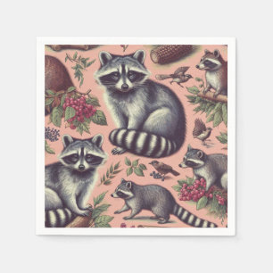 Vintage Cute Racoon Pappersservett