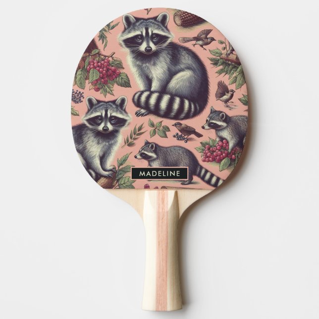 Vintage Cute Racoon Pingisracket (Framsidan)
