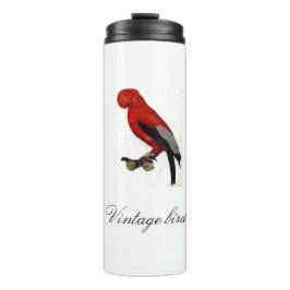 Vintage Cute Red Bright Colorful Bird and Foliage