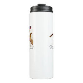 Vintage Cute Red Bright Colorful Bird and Foliage