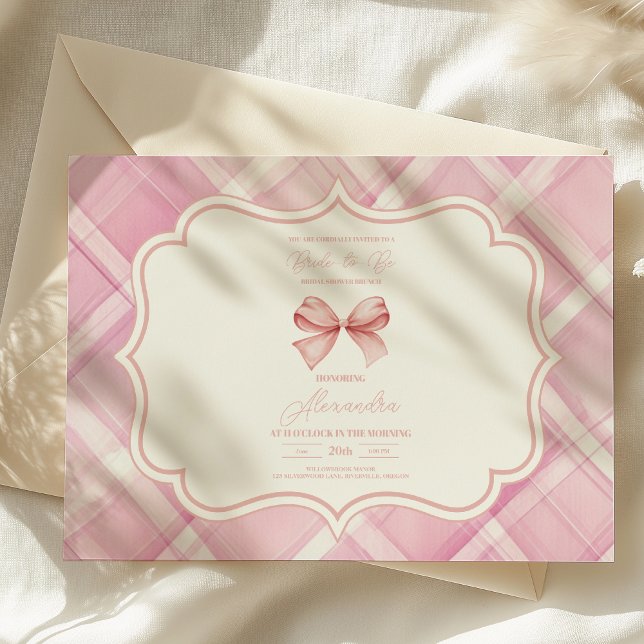 Vintage Cute Rosa Bow-Möhippa Inbjudningar (Skapare uppladdad)