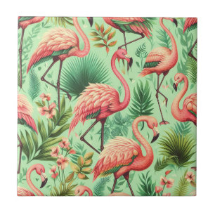 Vintage Cute Rosa Flamingos Kakelplatta