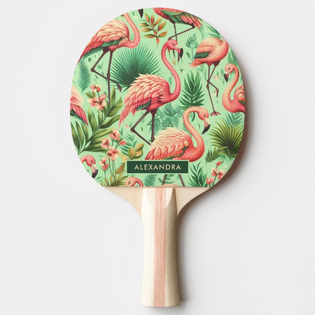 Vintage Cute Rosa Flamingos Pingisracket (Framsidan)
