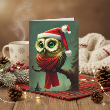 Vintage Cute Santa Uggla jul