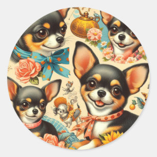Vintage Cute Seamless Chihuahua Runt Klistermärke