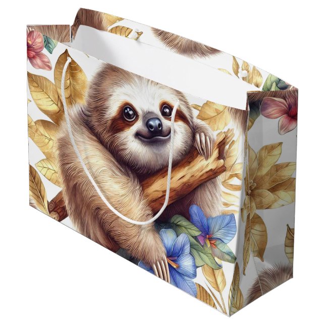 Vintage Cute Sloth Mönster (Baksidan Vinklad)