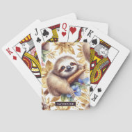 Vintage Cute Sloth Mönster Casinokort