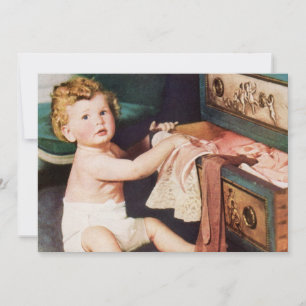 Vintage Cute Småbarn spelar med kläddyresser