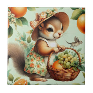 Vintage Cute Squirrel-målning Kakelplatta