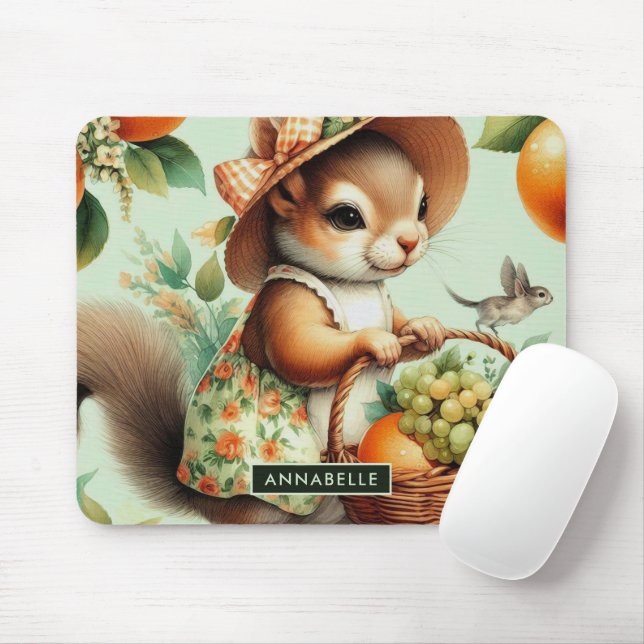 Vintage Cute Squirrel-målning Musmatta (Med mus)