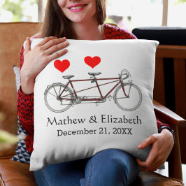 Vintage Cute Tandem Bicycle Custom Wedding Kudde