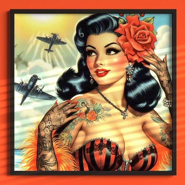 Vintage Cute Tattoo Girl Poster (Skapare uppladdad)