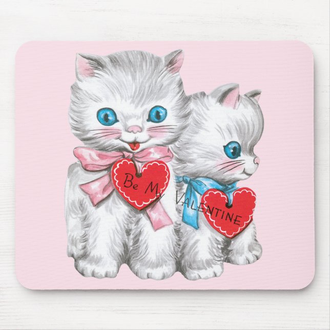 Vintage Cute Valentine Day Cats, Fluffy Kittens Musmatta (Framsidan)