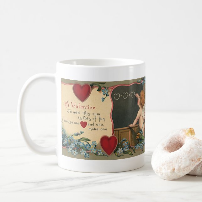 Vintage Cute Valentine Day, Cherub Teacher Kaffemugg (Med munk)