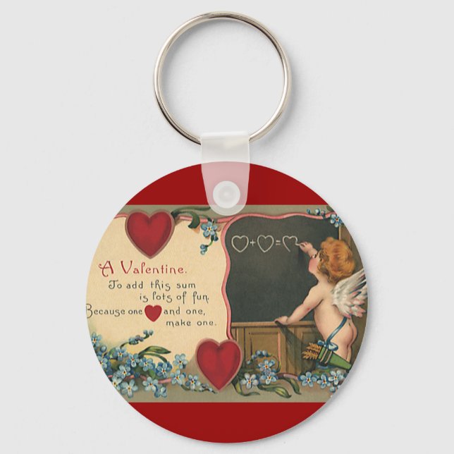 Vintage Cute Valentine Day, Cherub Teacher Nyckelring (Framsida)