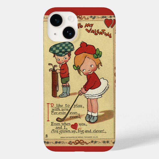 Vintage Cute Valentine Day, Children Sports Golf (Baksida)