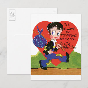 Vintage Cute Valentine Day, Hobo Boy Heart Helg Vykort