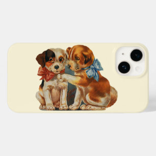 Vintage Cute Valentine's Puppy Kärlek, två Hund Mu
