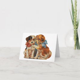 Vintage Cute Valentine's Puppy Kärlek, två Hund Mu Helgkort