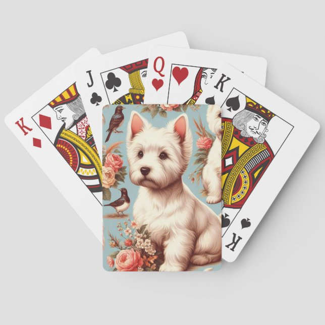 Vintage Cute Väster Highland White Terrier Casinokort (Baksidan)
