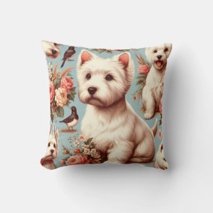 Vintage Cute Väster Highland White Terrier Kudde
