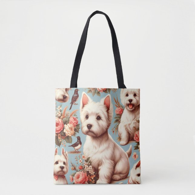 Vintage Cute Väster Highland White Terrier Tygkasse (Framsida)