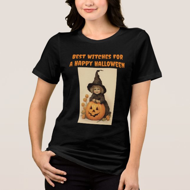 Vintage Cute Witch T-Shirt (Framsida)