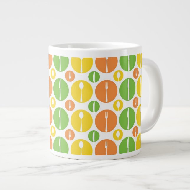 Vintage Cutlery Mönster Jumbo Mugg (Framsida höger)