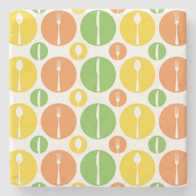 Vintage Cutlery Mönster Stenunderlägg (Framsidan)