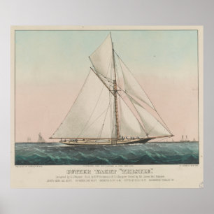 Vintage Cutter Sailing Yacht Illustration (1887) Poster