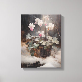 Vintage Cyclamen Stretched Canvas Wall Art