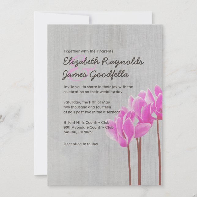 Vintage Cyclamen Wedding Inbjudningar (Framsida)