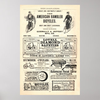 Vintage Cycle Ads från 1892 Poster