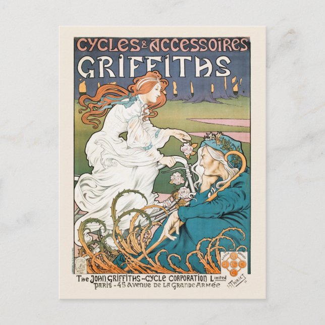 Vintage Cycle Advertising Poster Frankrike 1898 Vykort (Framsida)