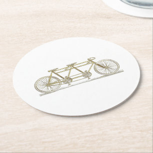 Vintage Cycle Byggt för två/Tandem Bike Guld Underlägg Papper Rund