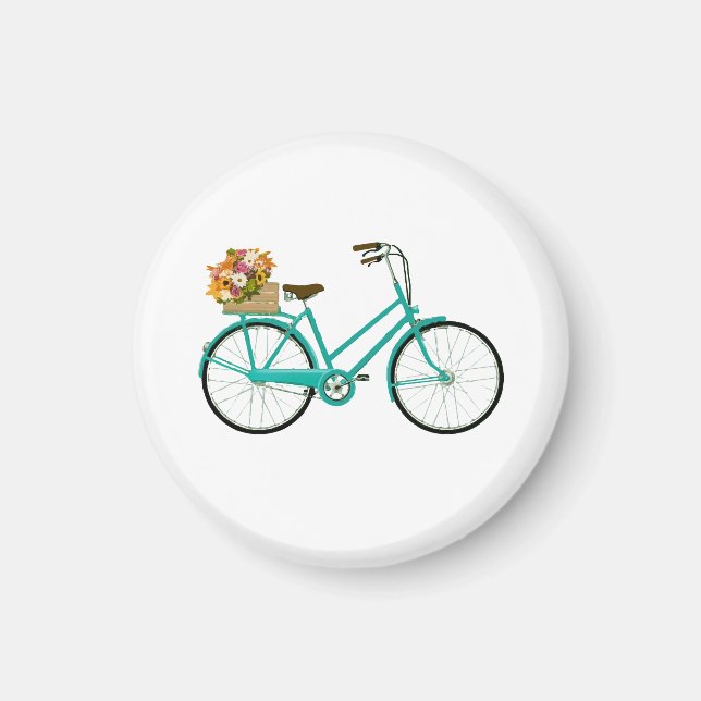 Vintage Cycle with Flowers Retro Art Magnet (Framsidan)