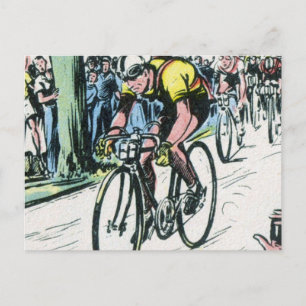 Vintage Cycling Print Vykort
