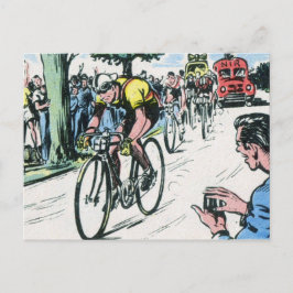 Vintage Cycling Print Vykort