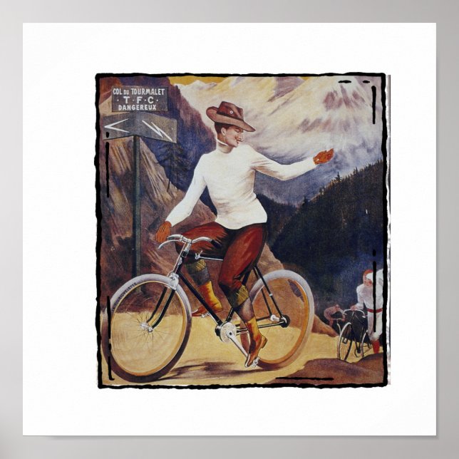 Vintage Cyclist Bicycle Ad Poster (Framsidan)